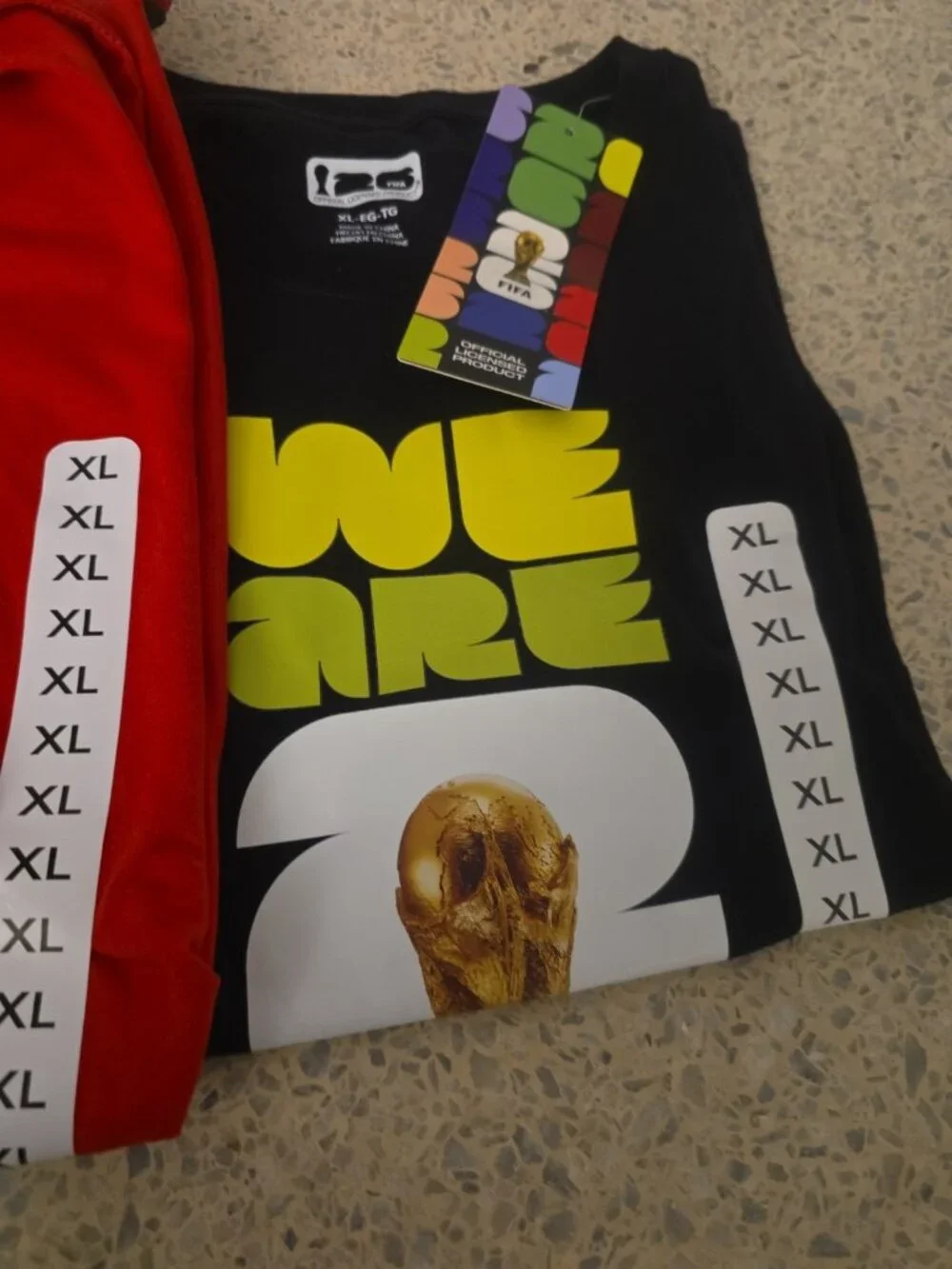 Lot 3 XL FIFA World Cup 2026 Authentic World Cup T-Shirt We Are New Red Black - Picture 5 of 7